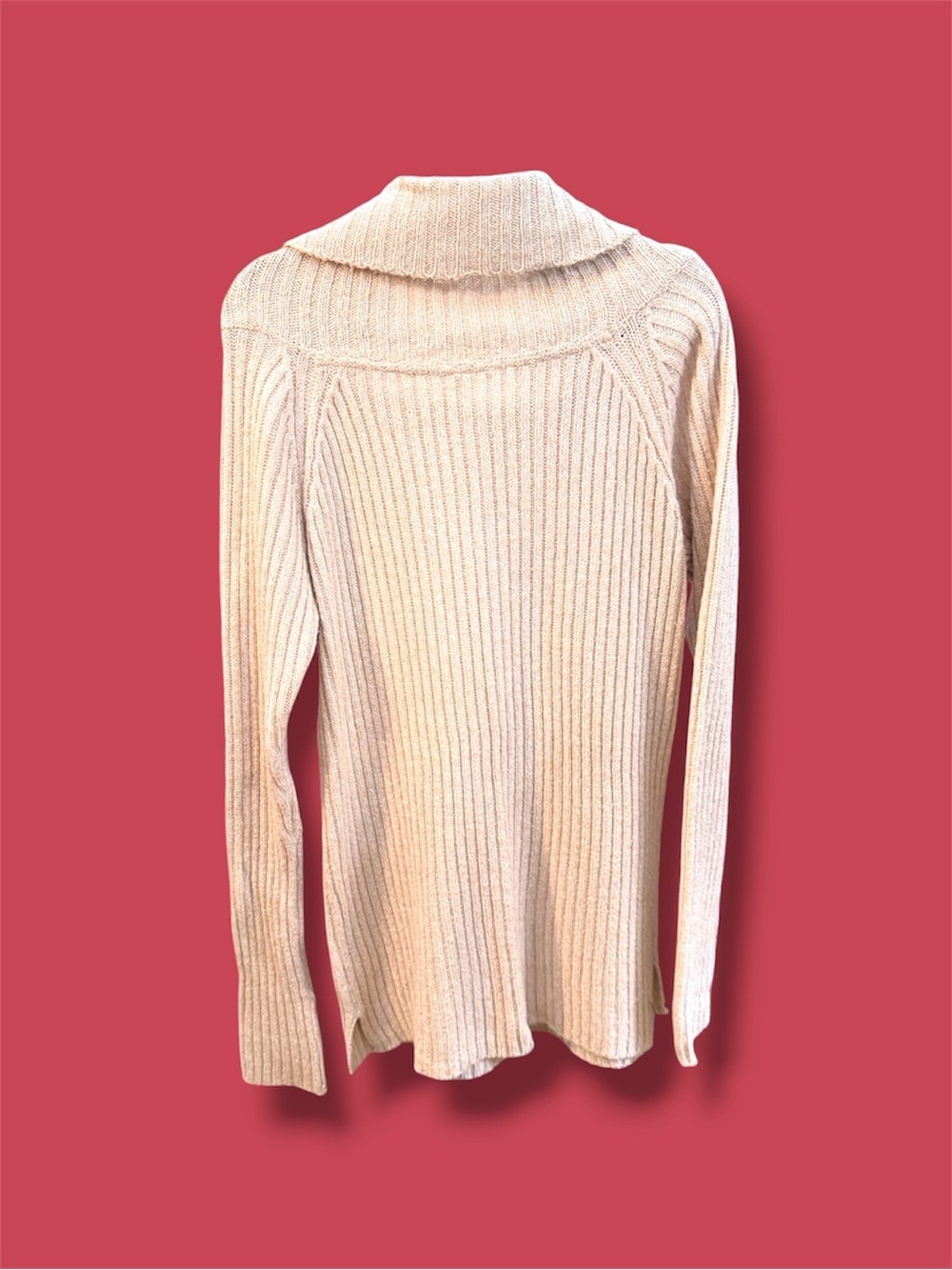 Lord & Taylor Cream Ribbed Cowl Neck Sweater - Picture 3 of 6